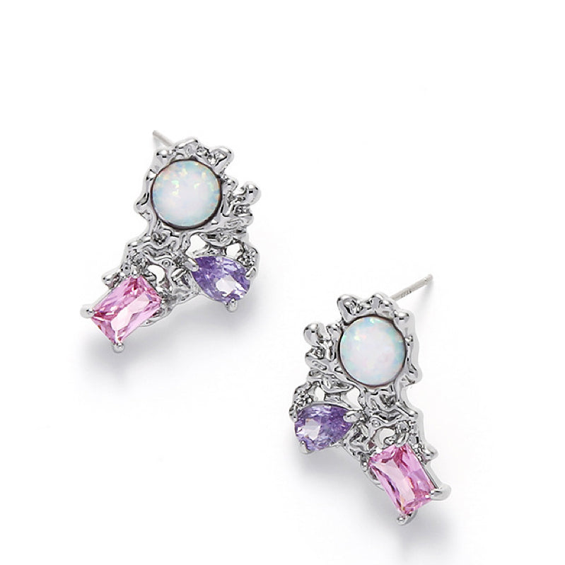 Opal Earrings, Colored Zircon Earrings