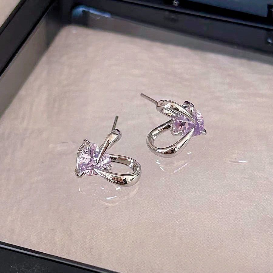 Purple Rabbit Ear Zircon Earrings