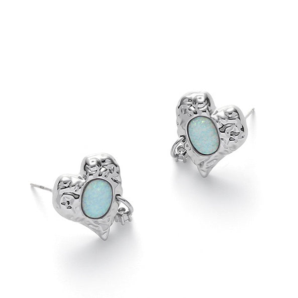 Opal Heart Earrings，Opal Diamond Earrings