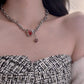 Heart Zircon Tassel Necklace, Red and Black Couple Necklace