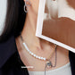 Drip Oil Heart Checkerboard Beaded Necklace