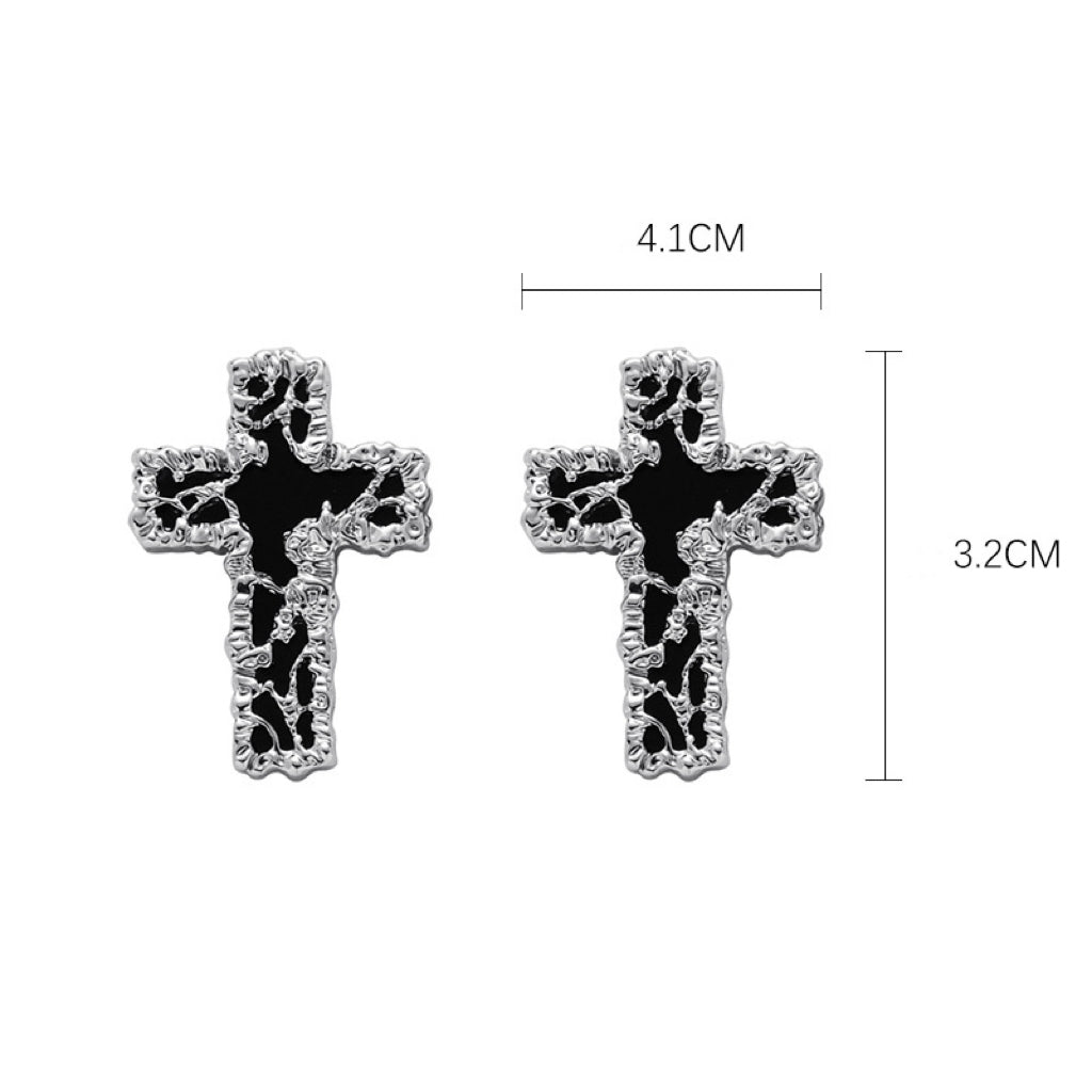 Metal Lava Cross Earring