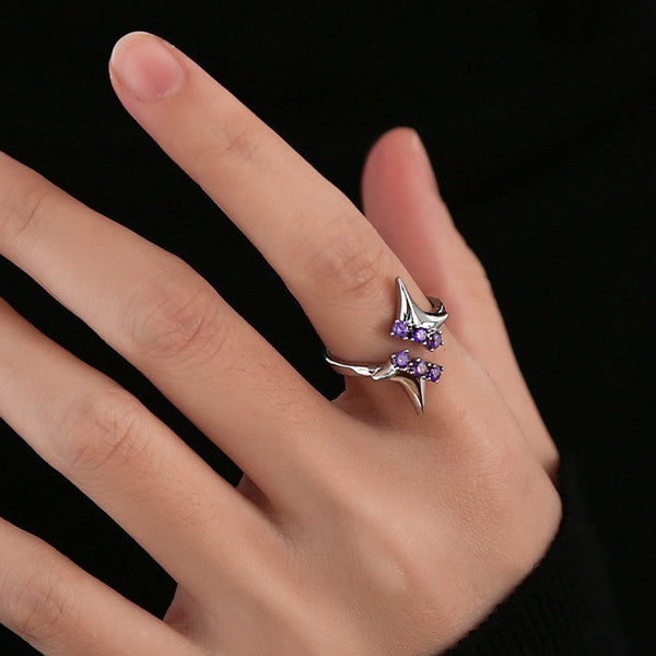 Purple Zircon Star Open Ring