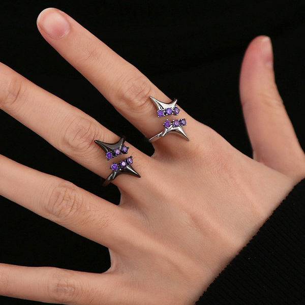 Purple Zircon Star Open Ring