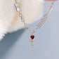 Red Gem Bow Tassel Necklace