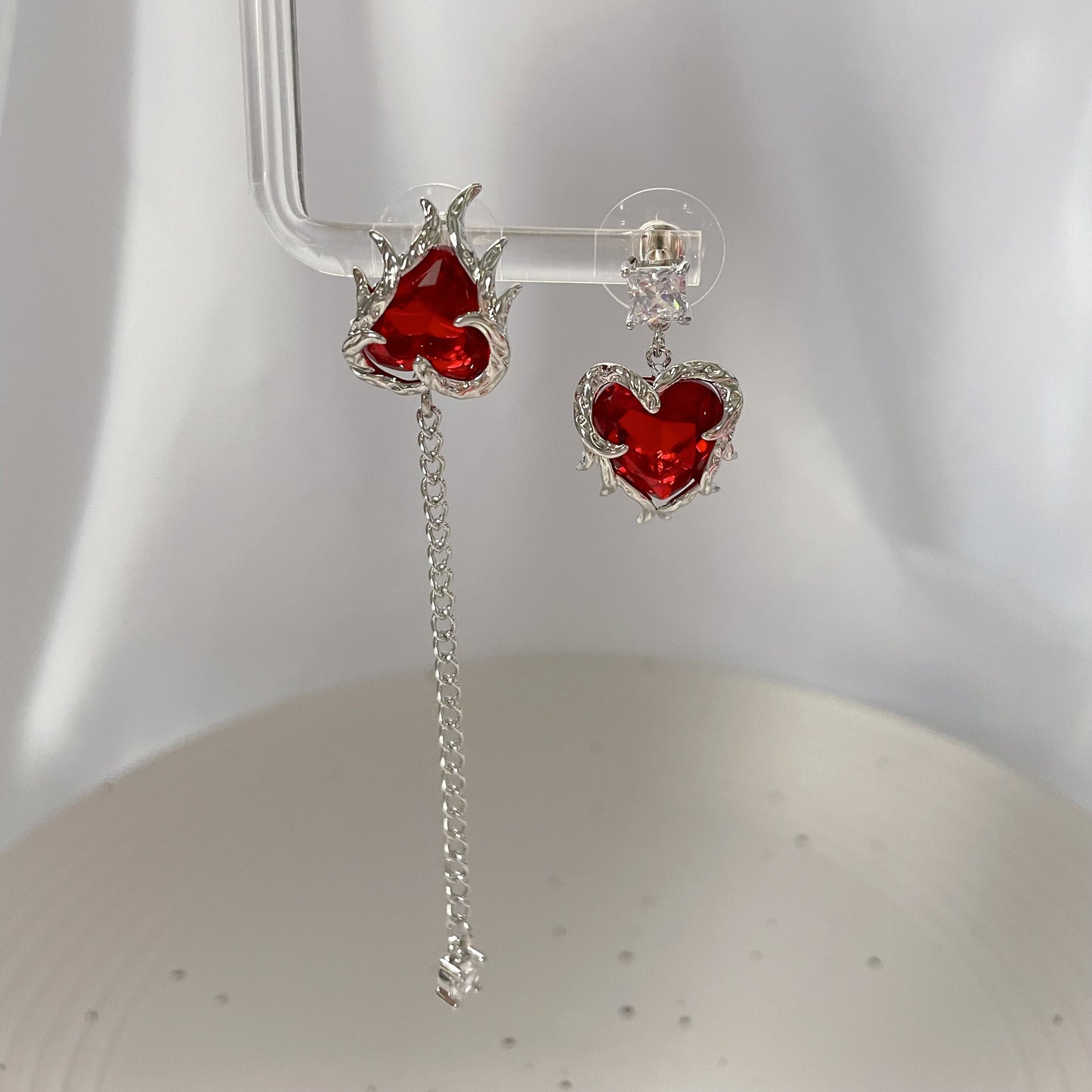 Ruby Tassel Zircon Earrings