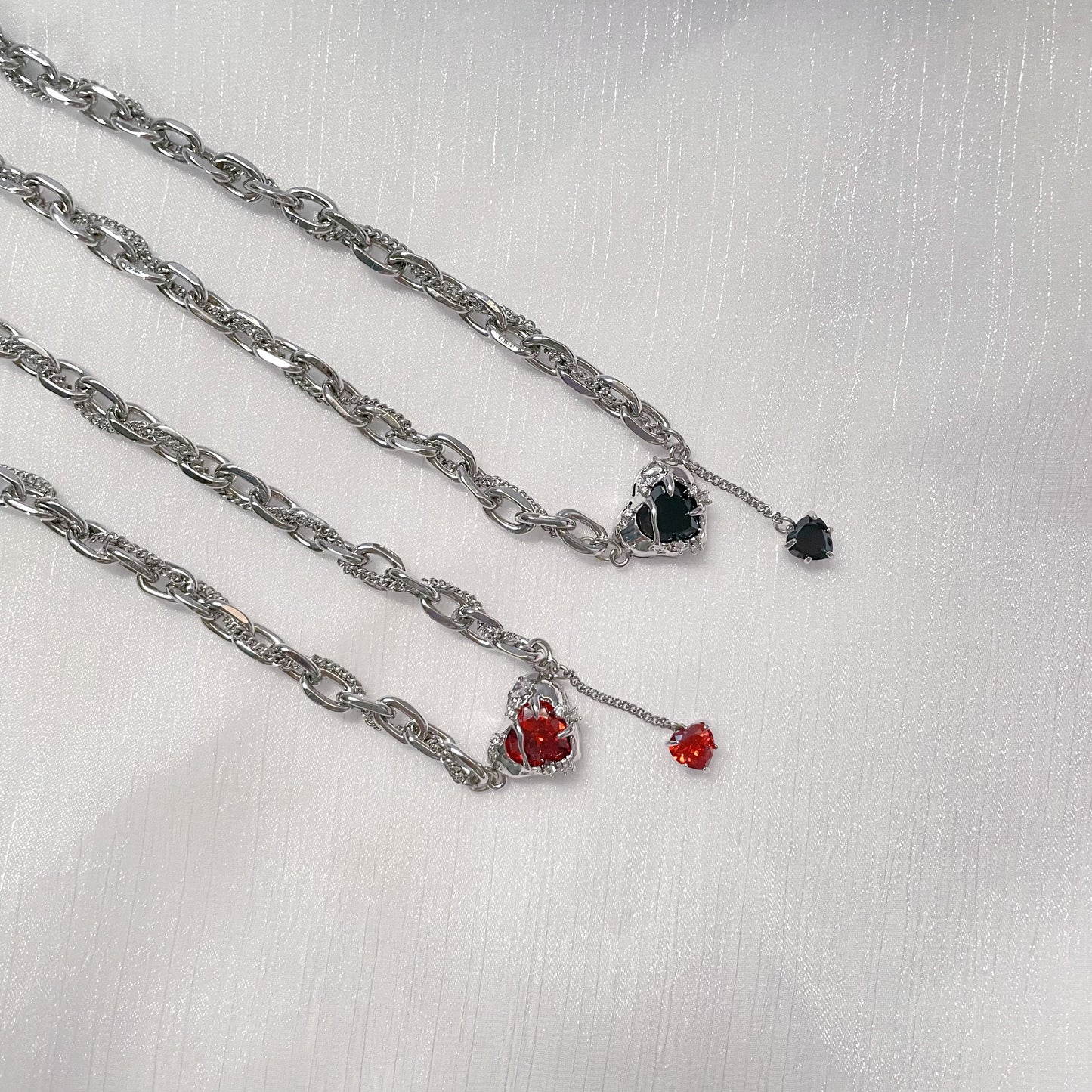 Heart Zircon Tassel Necklace, Red and Black Couple Necklace