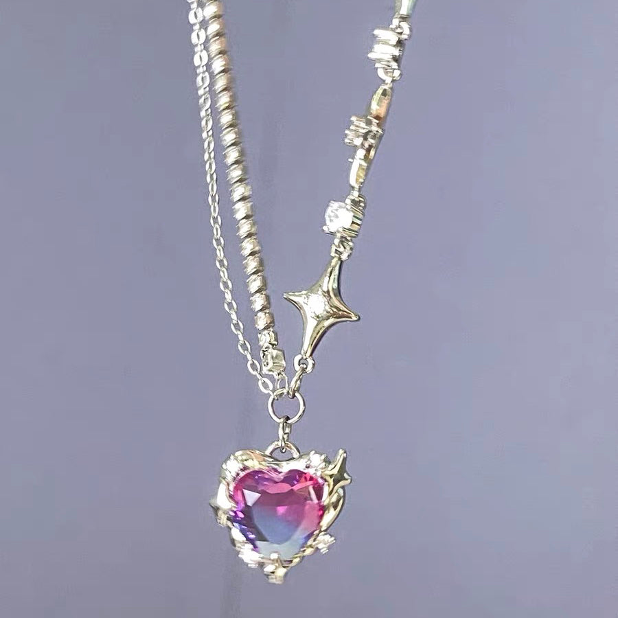 Purple Zircon Heart Necklace