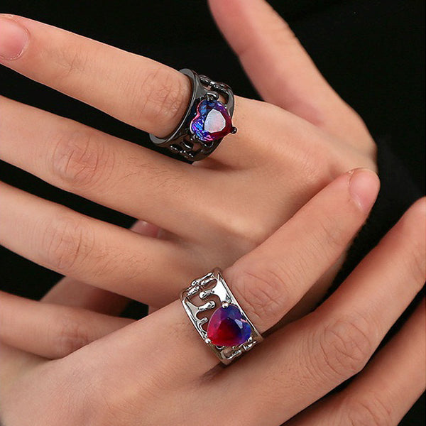 Cutout Lava Purple Gradient Heart Open Ring