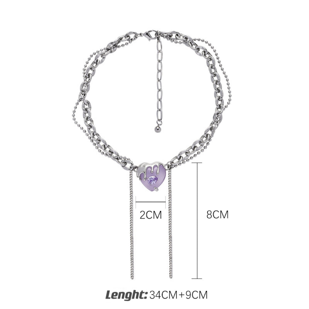 Purple Heart Zircon Tassel Necklace