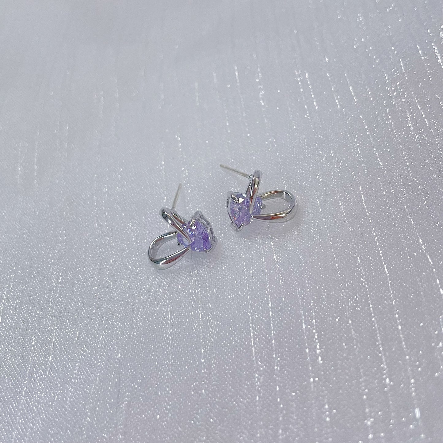 Purple Rabbit Ear Zircon Earrings