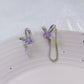 Purple Rabbit Ear Zircon Tassel Earrings