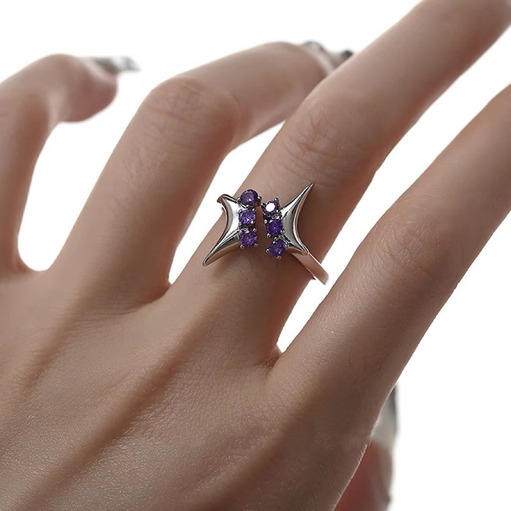 Purple Zircon Star Open Ring