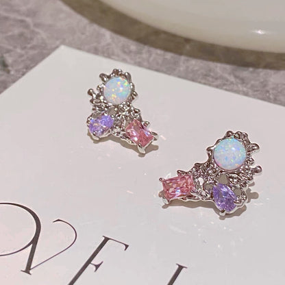 Opal Earrings, Colored Zircon Earrings