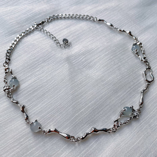 Moonstone Necklace, Y2K Clavicle Chain