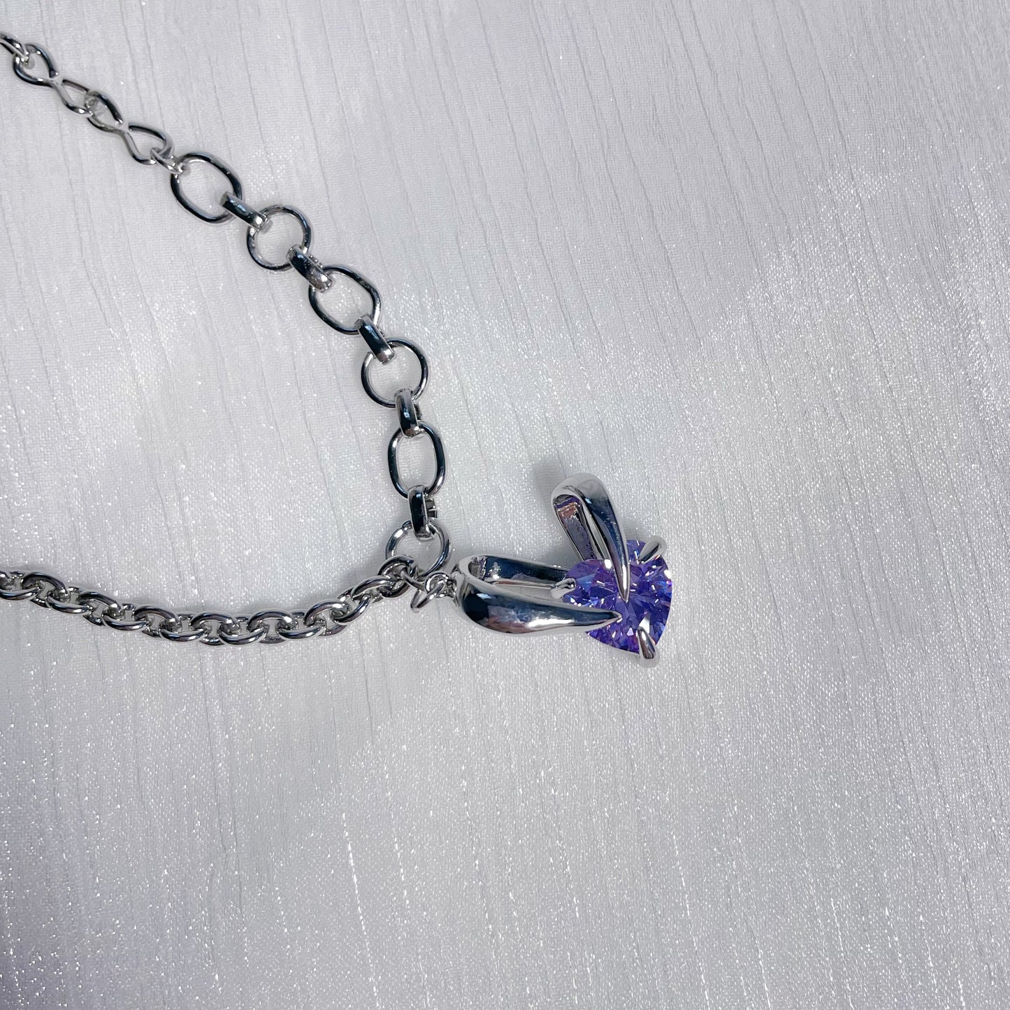 Purple Rabbit Ear Zircon Necklace