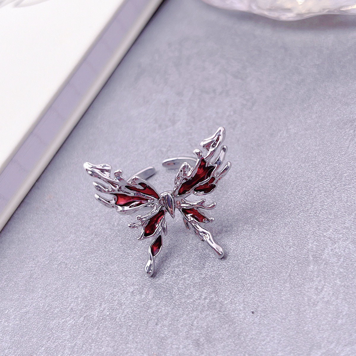 Metal Liquid Enamel Butterfly Ring