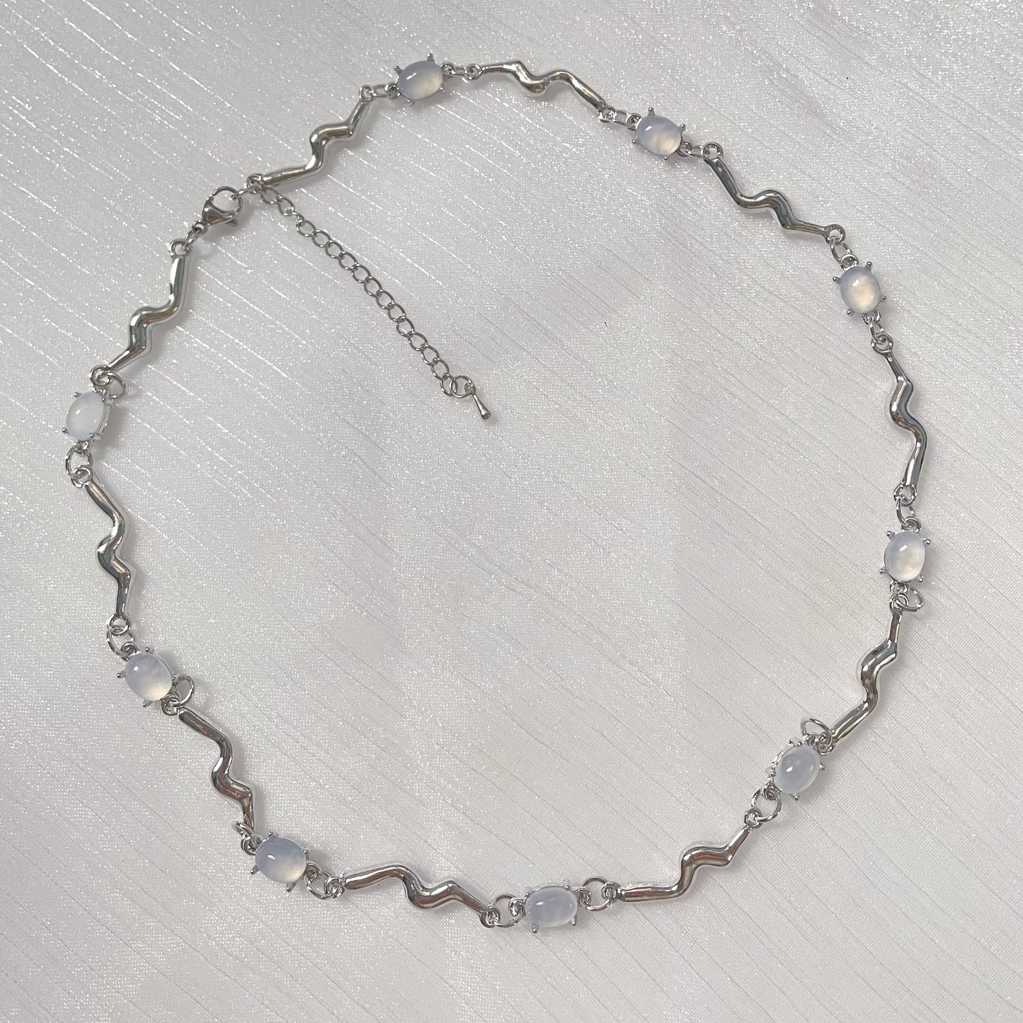 Moonstone Panel Necklace，Fashion Clavicle Chain