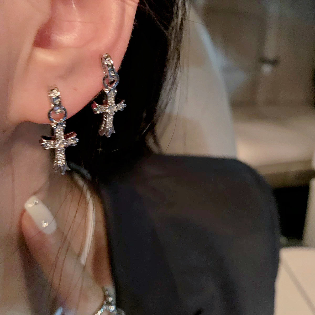 Cross Zircon Earrings