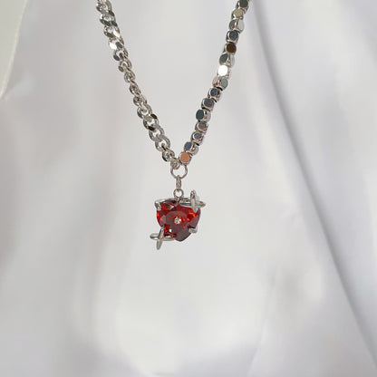 Heart Zircon Necklace, Red and Black Couple Necklace