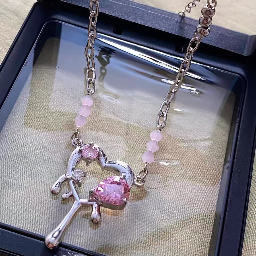 Pink Diamond Heart Necklace