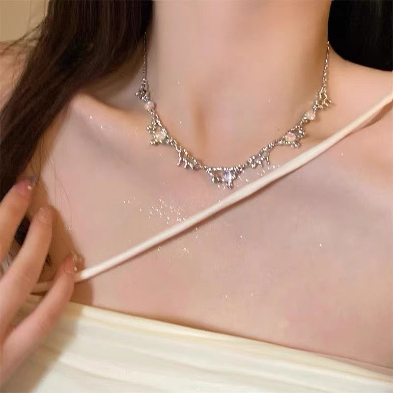 Moonstone Necklace, Y2K Clavicle Chain