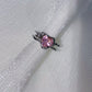 Pink & White Heart Zircon Ring，Y2K Pink Ring