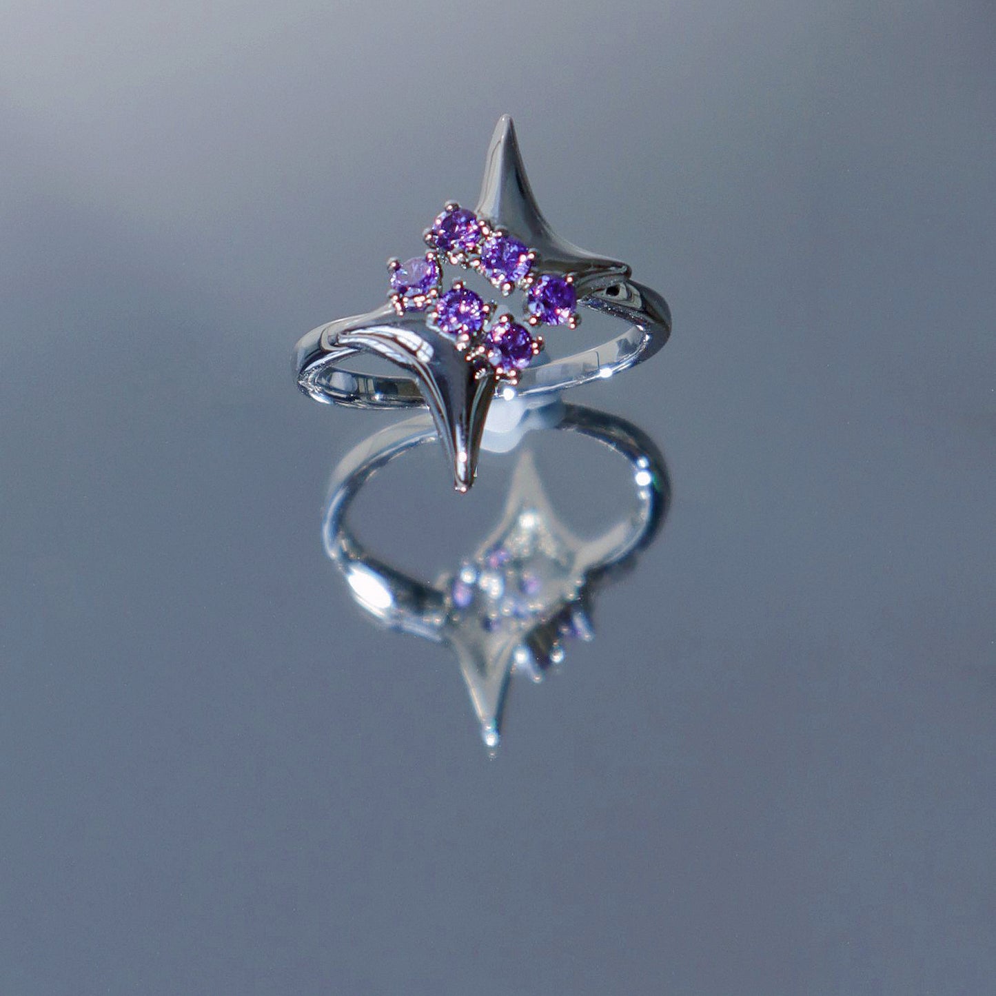 Purple Zircon Star Open Ring