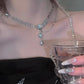 Moonstone Necklace , Punk Hip Hop Style Clavicle Chain