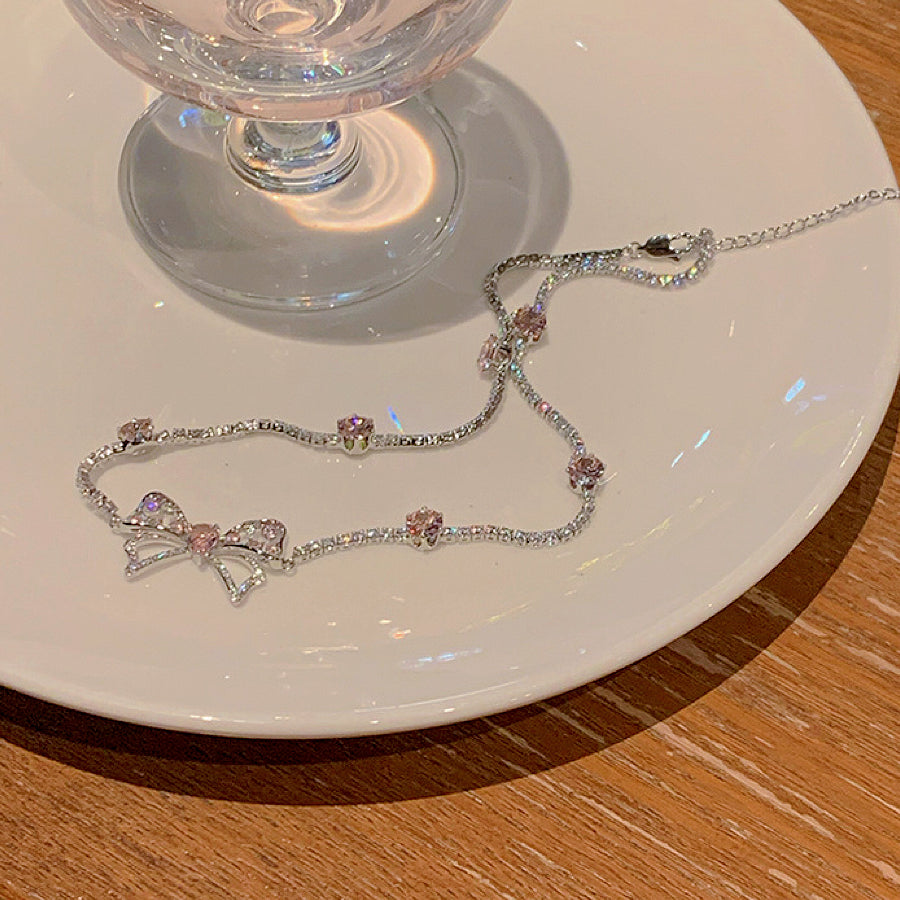 Pink Zircon Bow Diamond Necklace