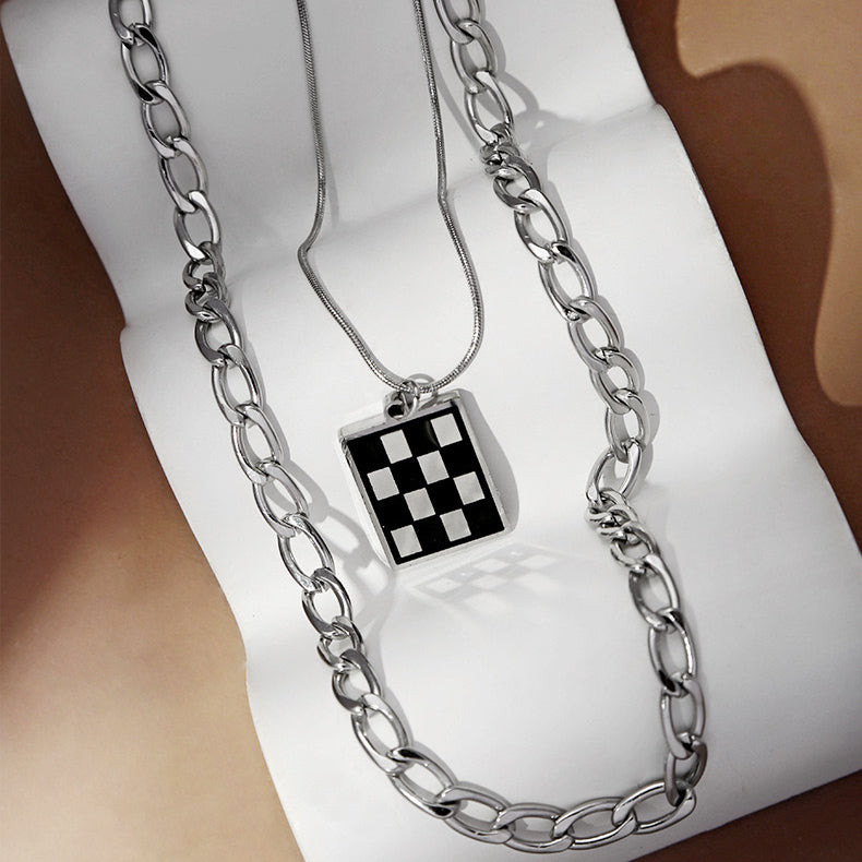 Drip Oil Checkered Sweater Chain