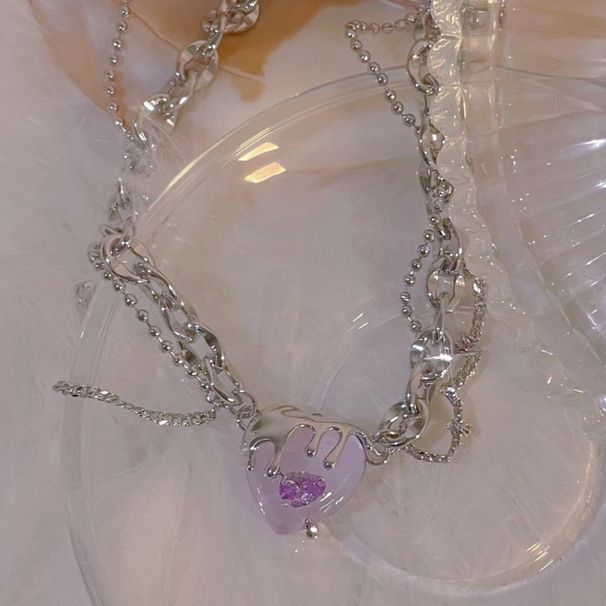 Purple Heart Zircon Tassel Necklace