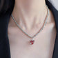 Heart Zircon Necklace, Red and Black Couple Necklace