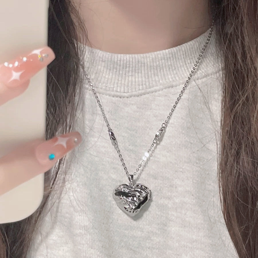 [Confession Heart] Pink Zircon Heart Necklace