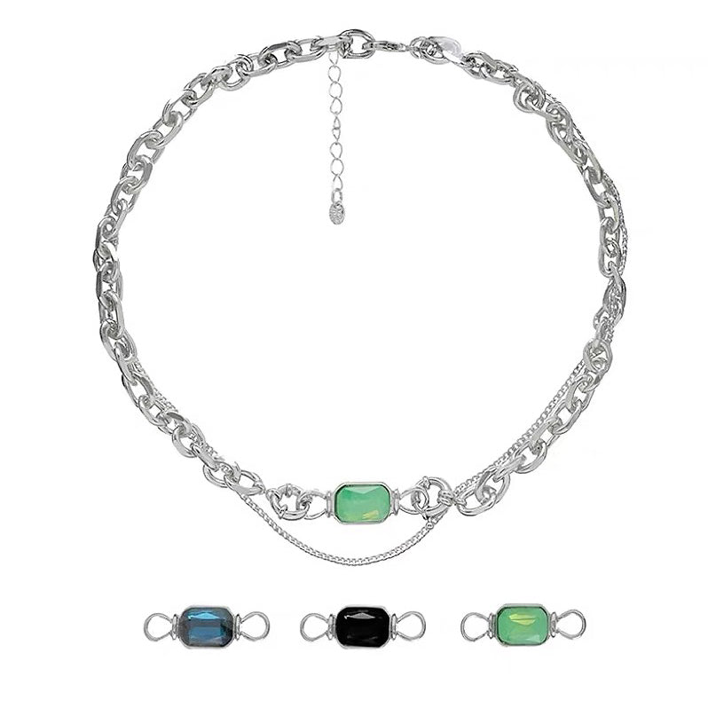 Switchable Tri-Color Gemstone Necklace