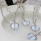 Blue Heart Zircon Double Layer Necklace