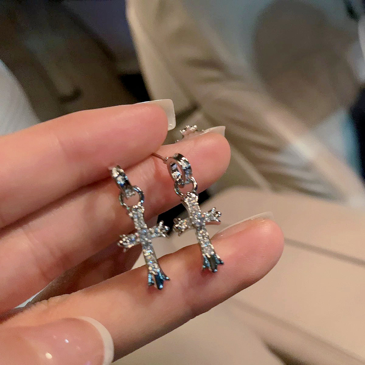 Cross Zircon Earrings