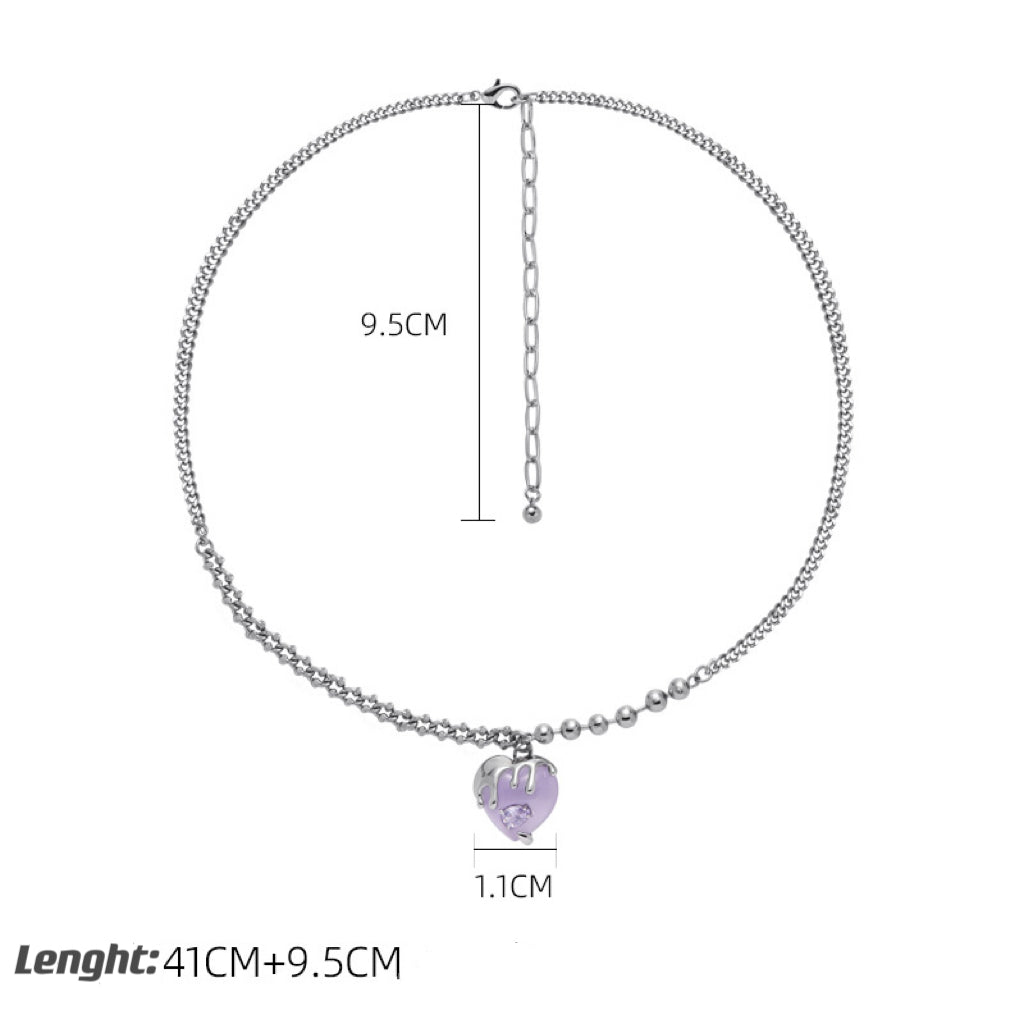 Purple Heart Zircon Necklace， Purple Heart Zircon Earrings