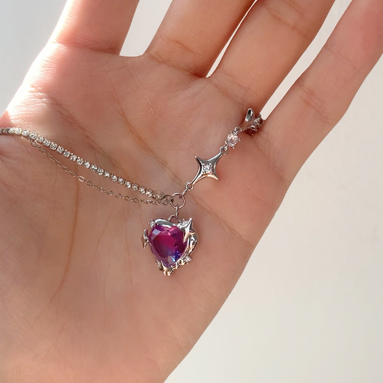 Purple Zircon Heart Necklace