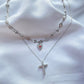 Pink Heart Zircon Necklace, Y2K Girl Style