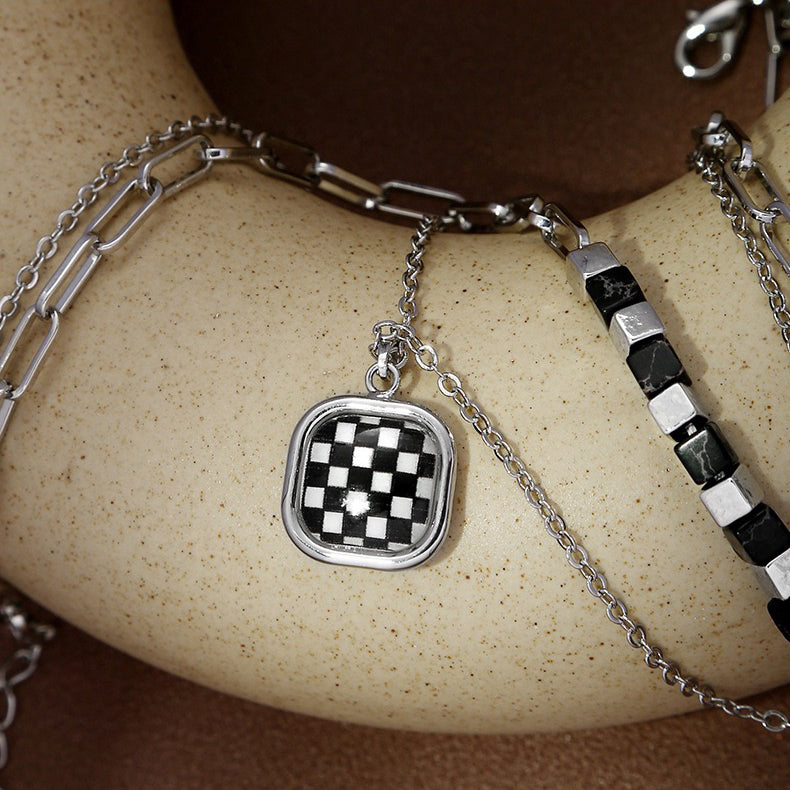 Drip Oil Chess Check Stacked Sweater Chain