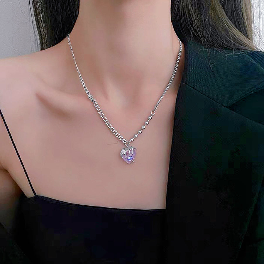 Purple Heart Zircon Necklace， Purple Heart Zircon Earrings