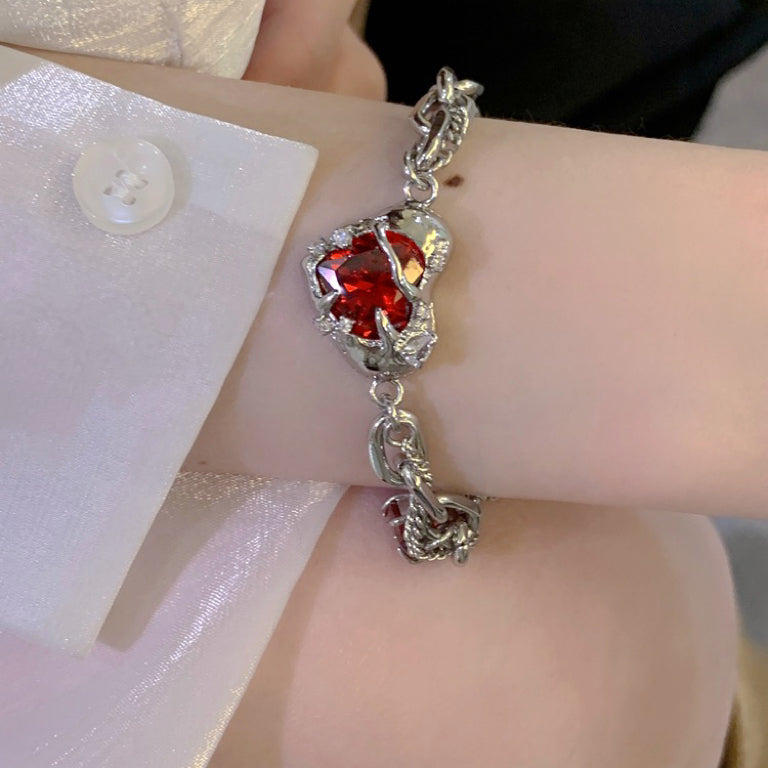 Heart Zircon Bracelet, Red and Black Couple Bracelet