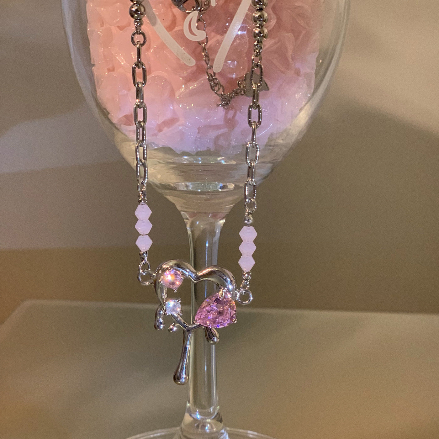 Pink Diamond Heart Necklace