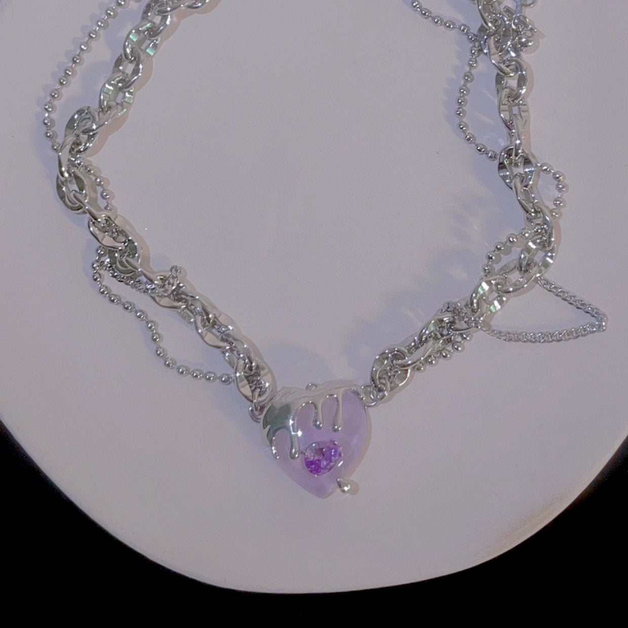 Purple Heart Zircon Tassel Necklace