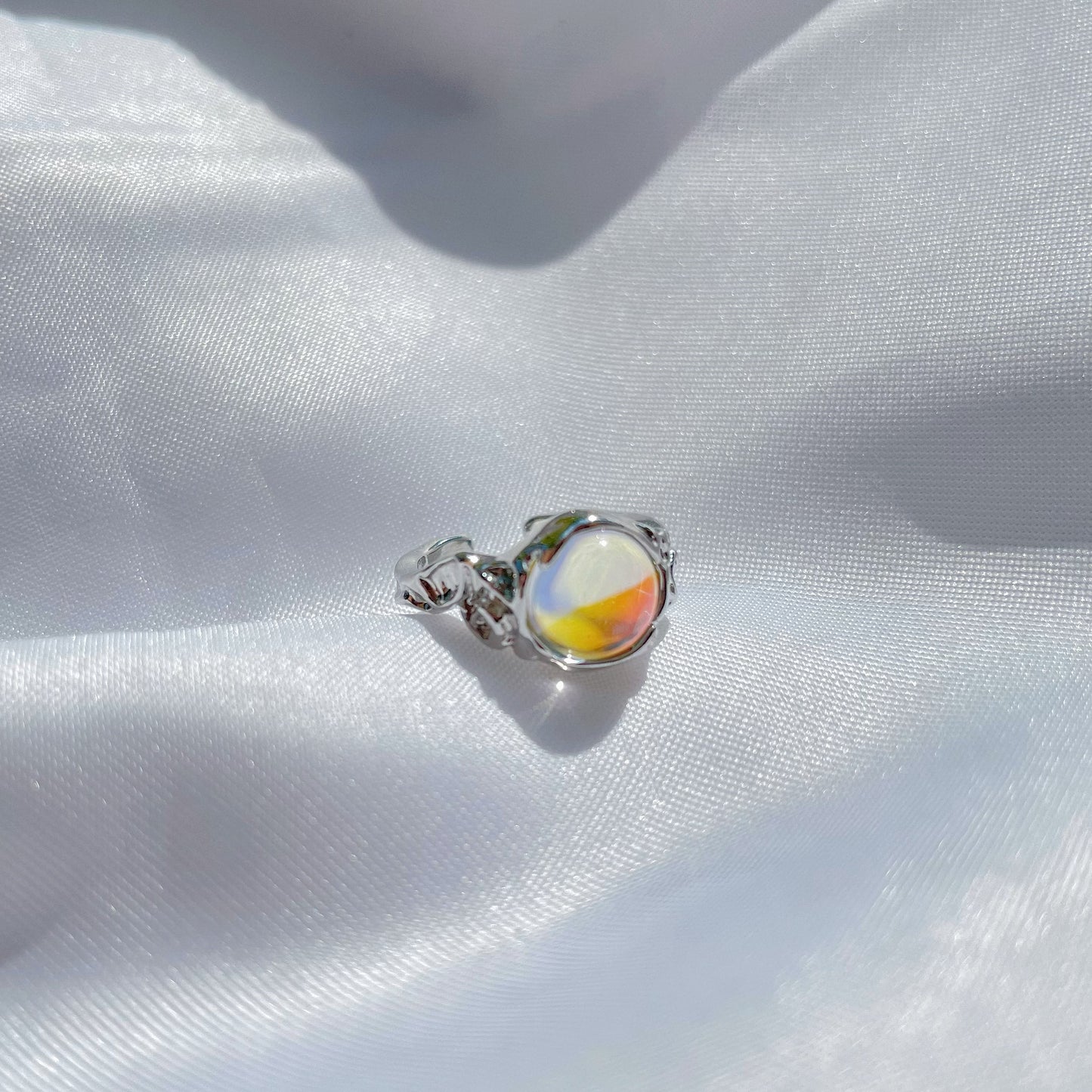 Irregular Textured Moonstone Open Ring