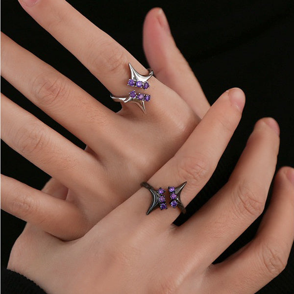 Purple Zircon Star Open Ring