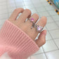 Pink Heart Zircon Rings，Y2K Girl Style Rings