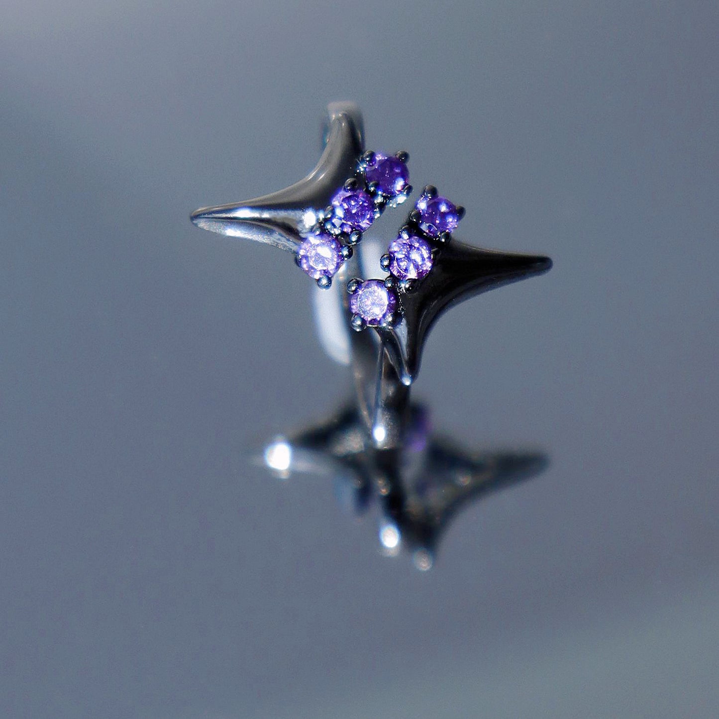 Purple Zircon Star Open Ring