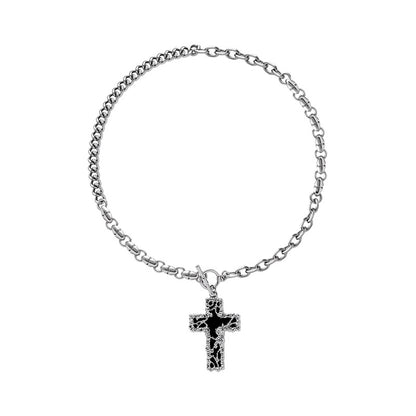 Cross Necklace, Metal Lava Clavicle Chain